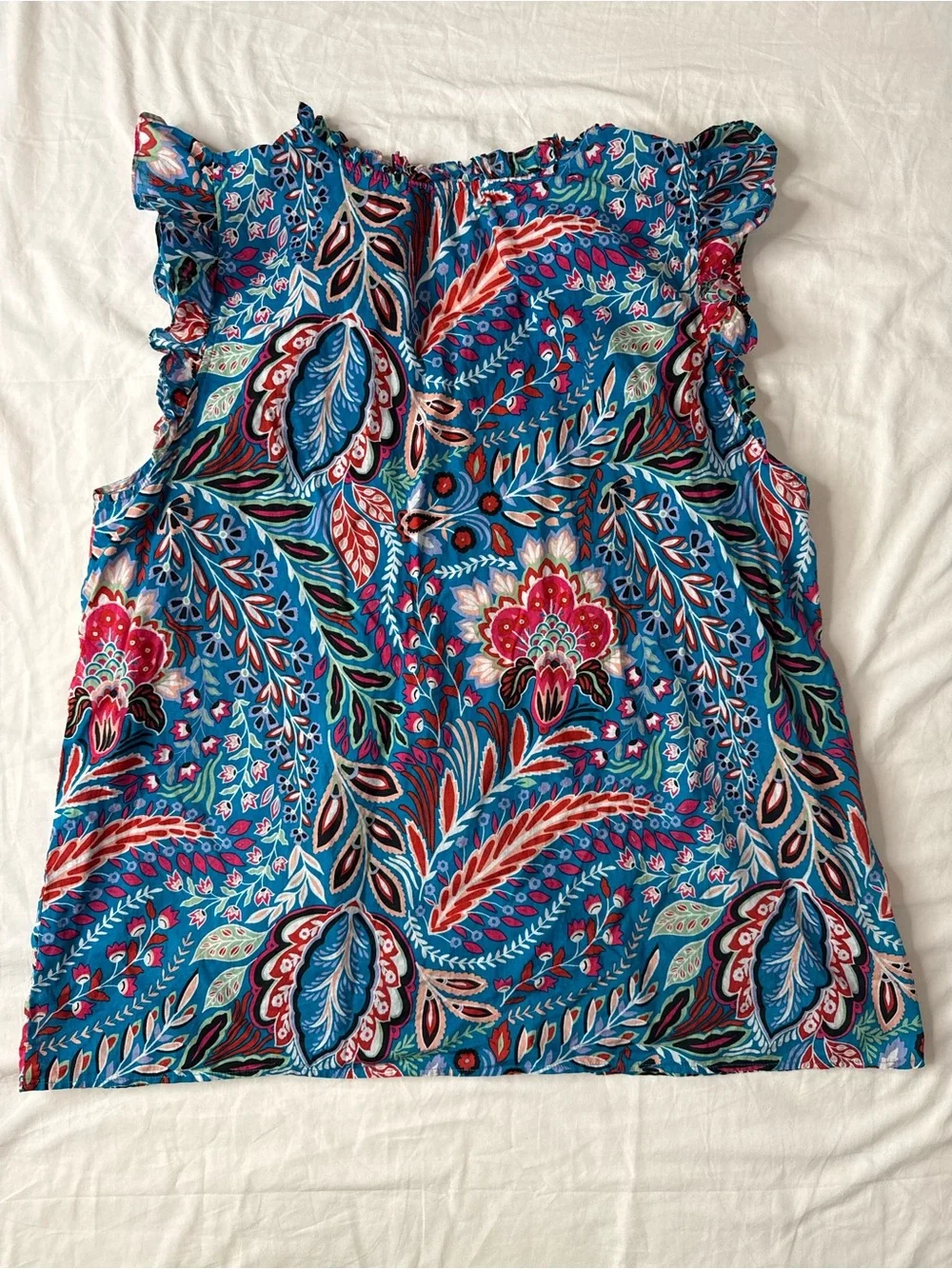Talbots XL Paisley Botanical Cotton Poplin Matching Set Blouse Skirt